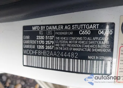 2010 Mercedes-Benz E 350 4Matic z USA, uszkodzony, nr VIN WDDHF8HB2AA244482